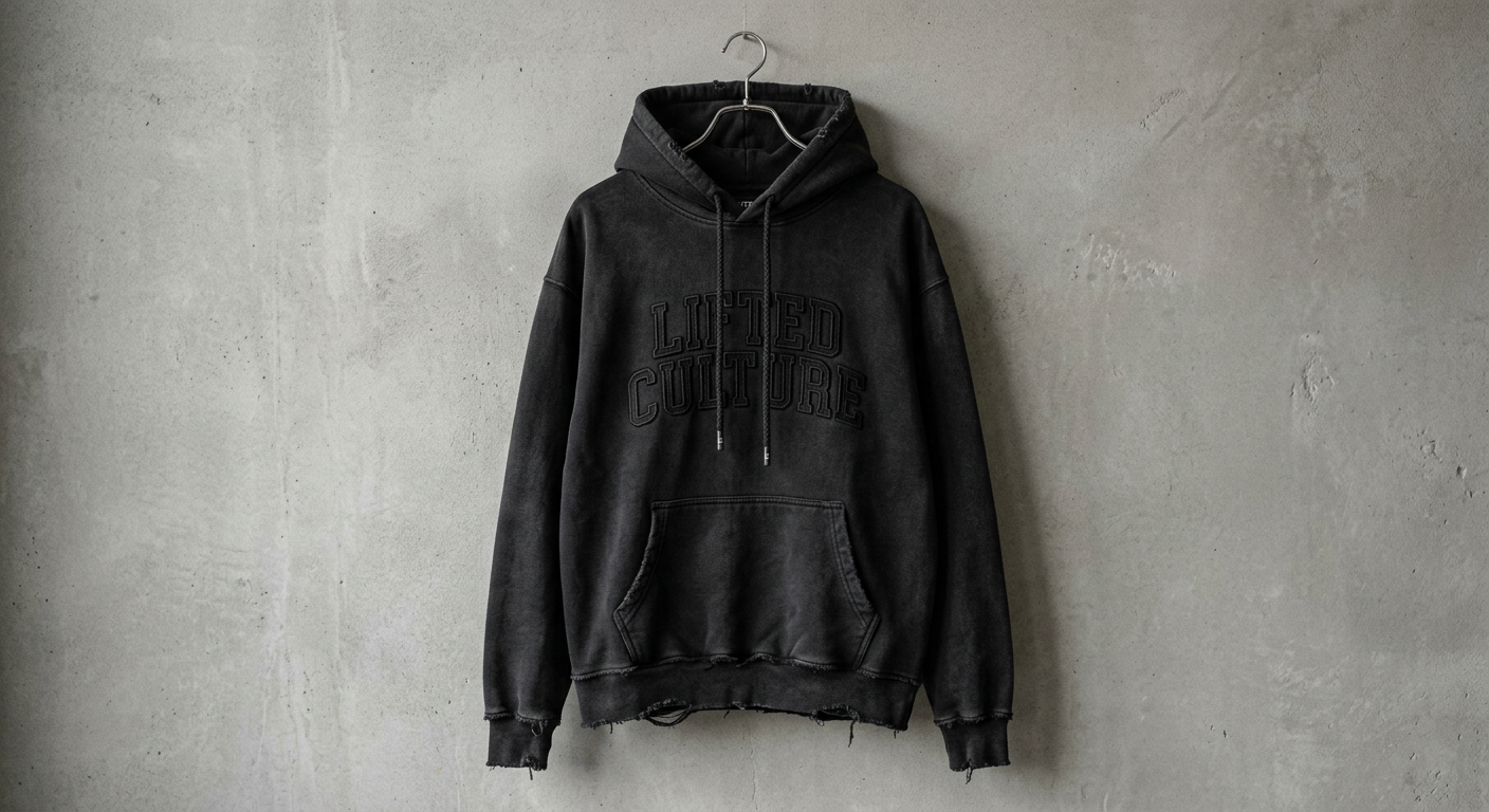 Hoodie Distressed Black