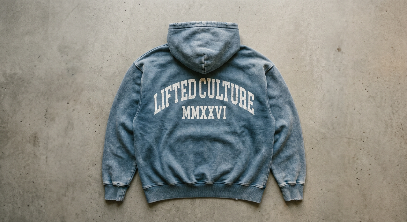 Hoodie Acid Wash Blue