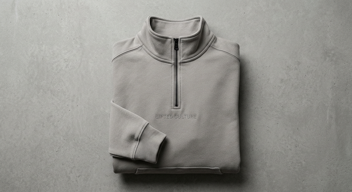 Hoodie Half Zip Stone