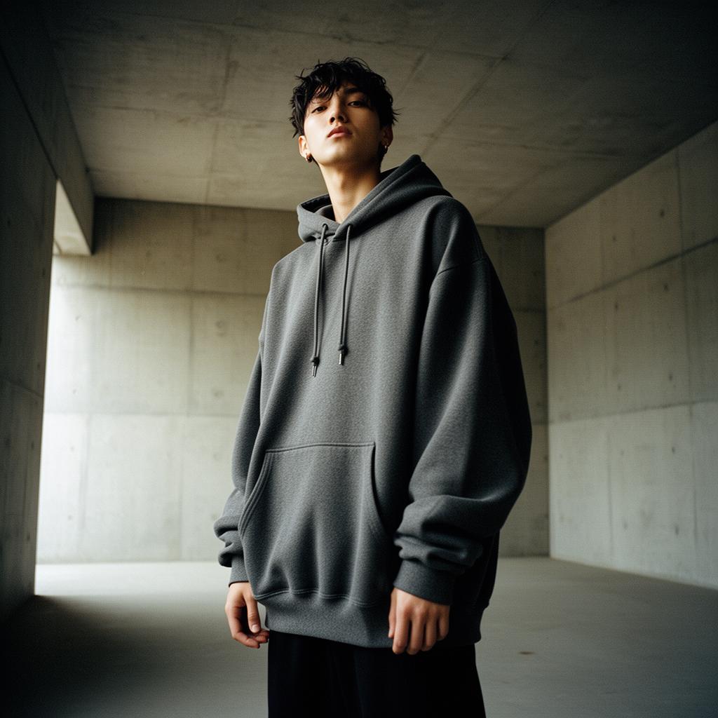 Model wearing the Elevation heavyweight hoodie